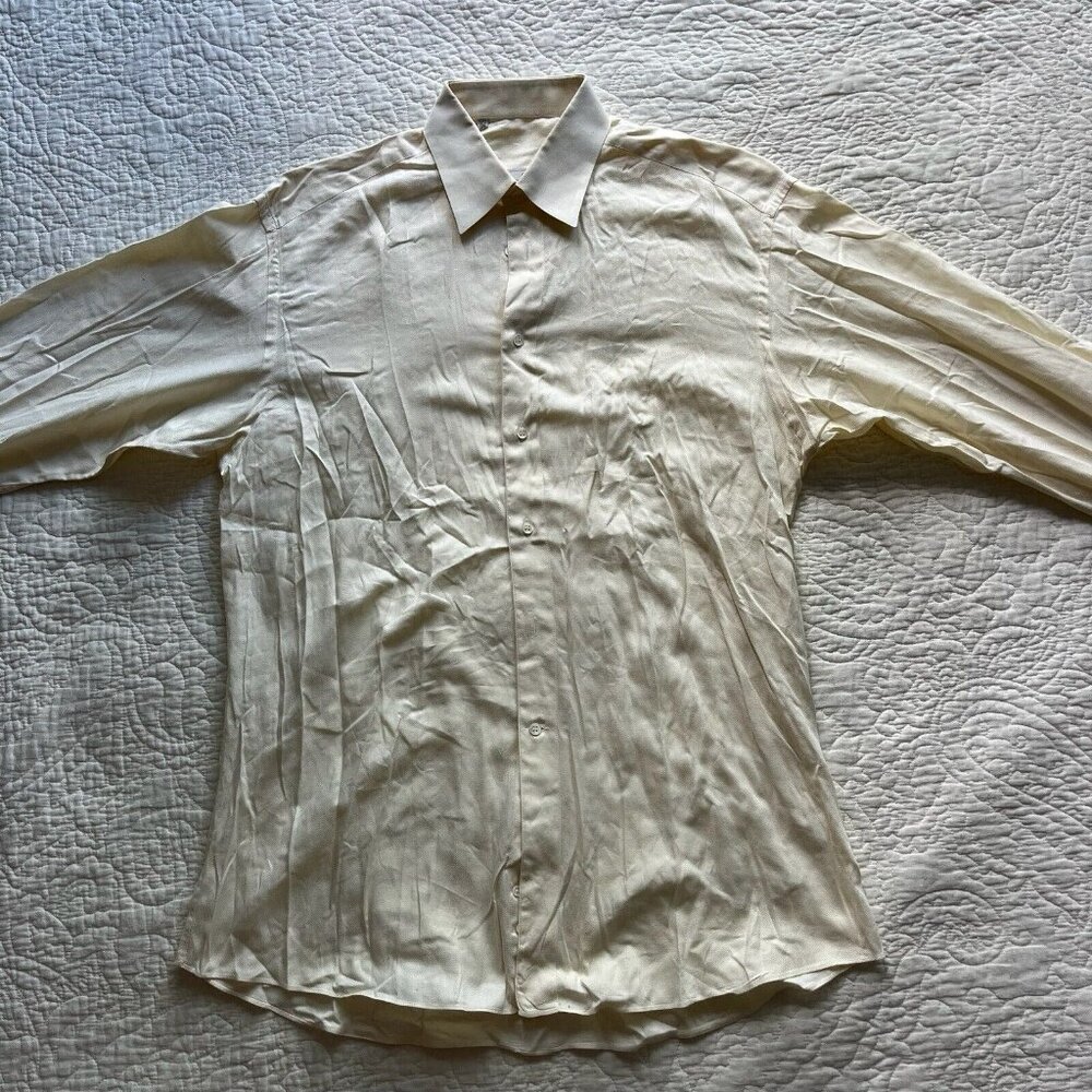 Ermenegildo Zegna Mens Top White 100% Cotton Regular Fit Dress Shirt Size 40